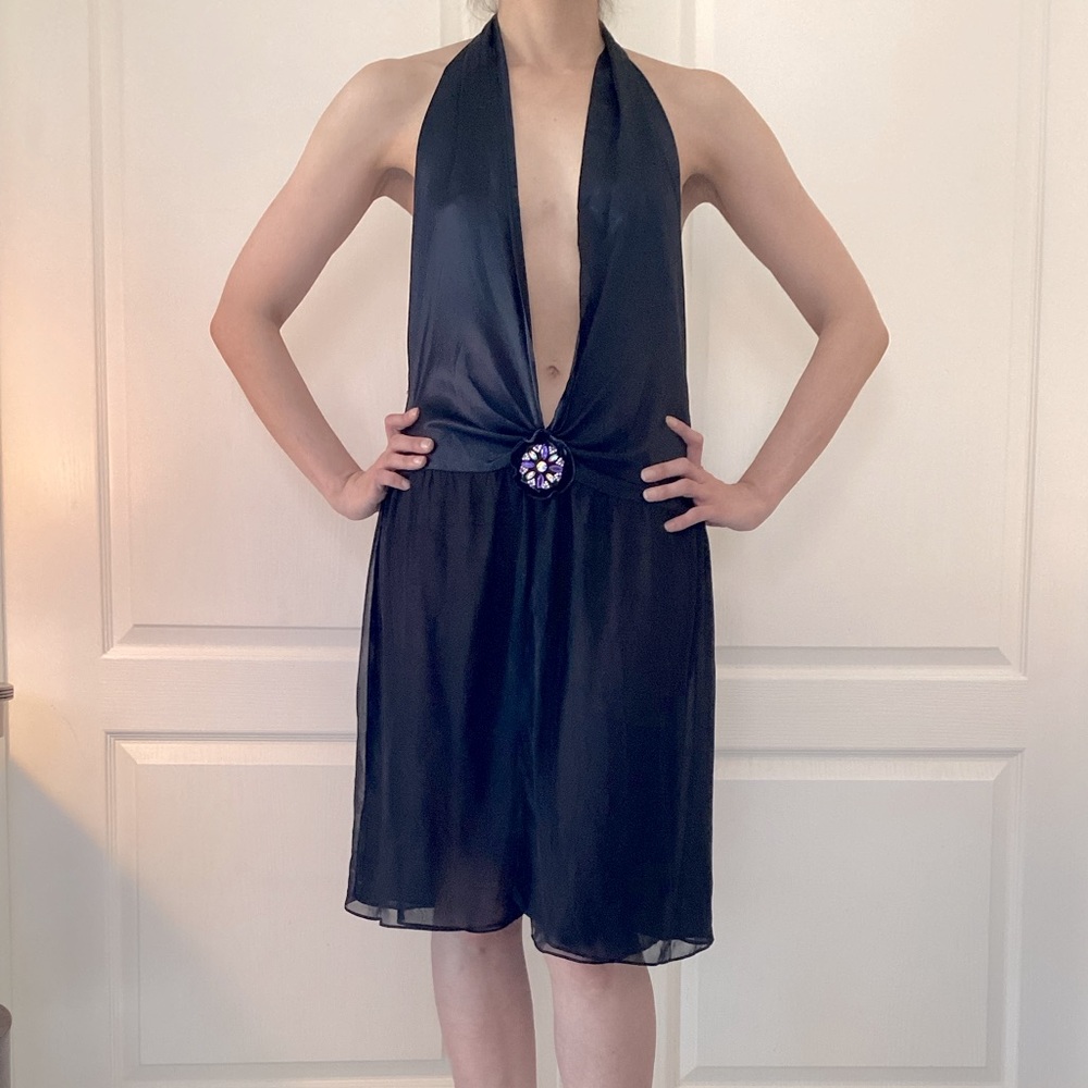 Victoria’s Secret Black Low Cut Low Back Flapper Slip Size S